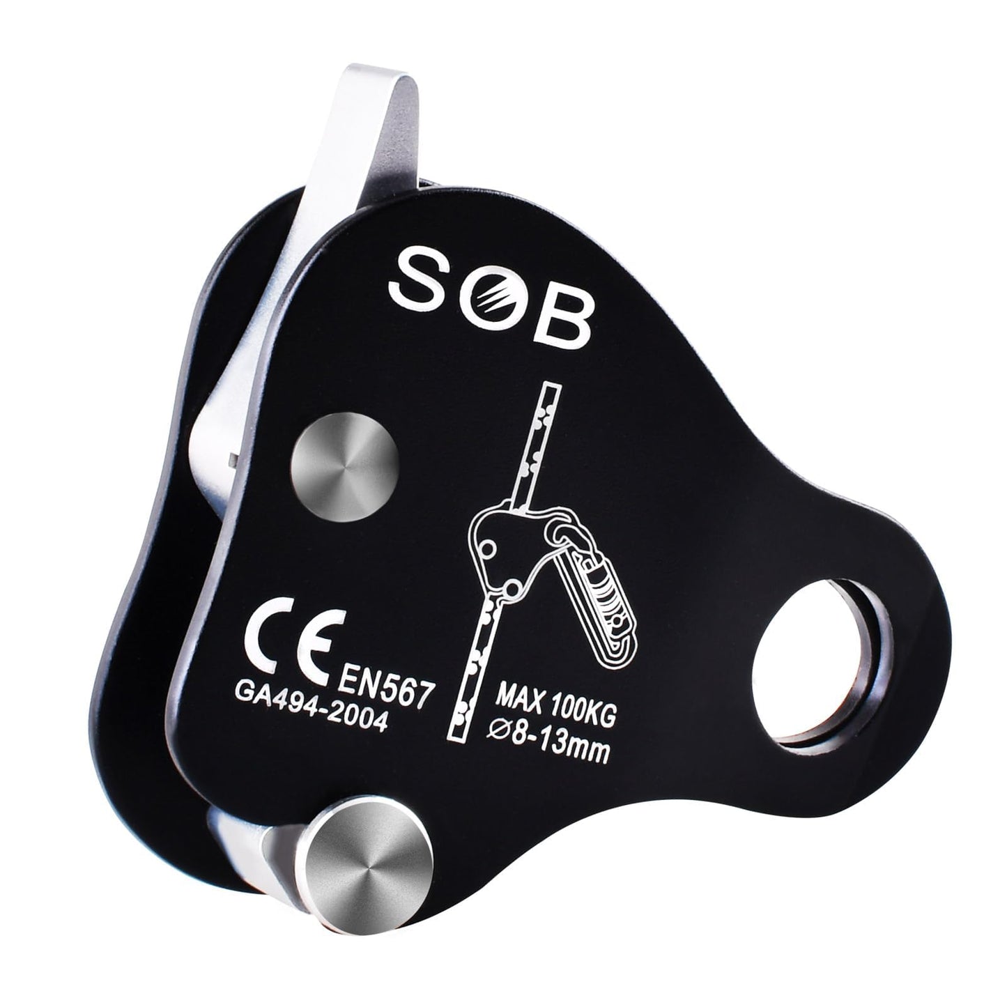 Azarxis Climbing Descender Ascender Belay Device Self Locking Fall Protection Rappel Equipment Rope Grip for 8-13mm Rope for Rock Mountaineering Aerial Work Caving Rescue Tree Arborist (Black)
