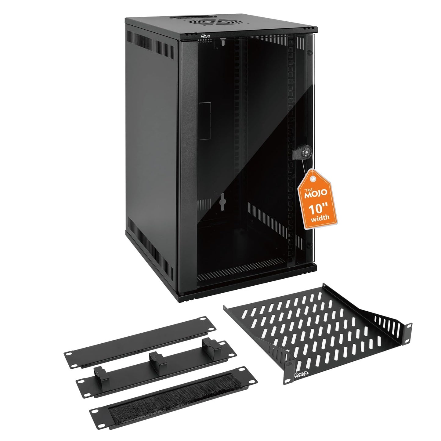 Tecmojo 12U 10 inch Rack, Wall Mount Network Cabinet Set,12.3W x 13D x 22.3H- Load Capacity 110Lbs(50 kg),Black 10" Wall Housing Server Rack Set