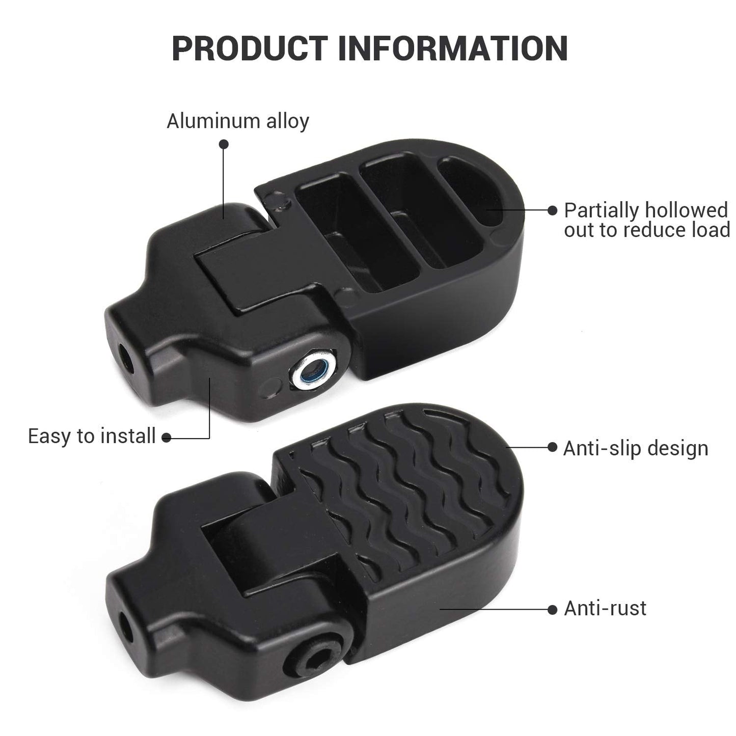 TOBWOLF 1 Pair Mini Bike Rear Pedals, 3.1x1.6 in / 8x4cm Aluminium Alloy Folding Bike Pegs, Non-Slip Bicycle Footrests, Foot Plates Pedals for Folding Mountain Bike, Foldable Bicycle