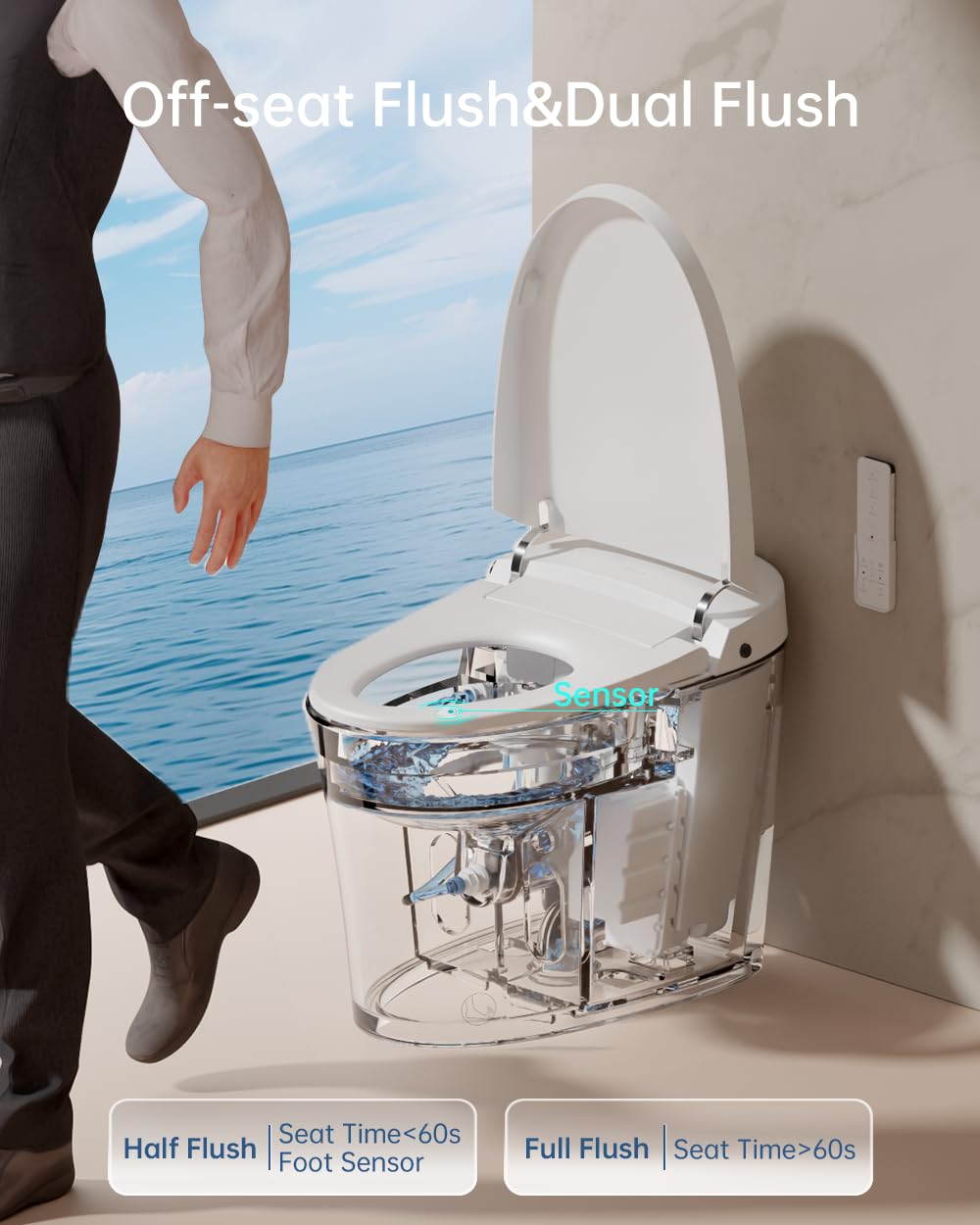EPLO Smart Toilet Bidet with Tank,Foam Shield,1000g MaP Powerful Flush,Blackout Flush,Dual Auto Flush,Heated Seat,Air Dryer,Modern Elongated Japanese One Piece Bidet for Small Bathrooms E18