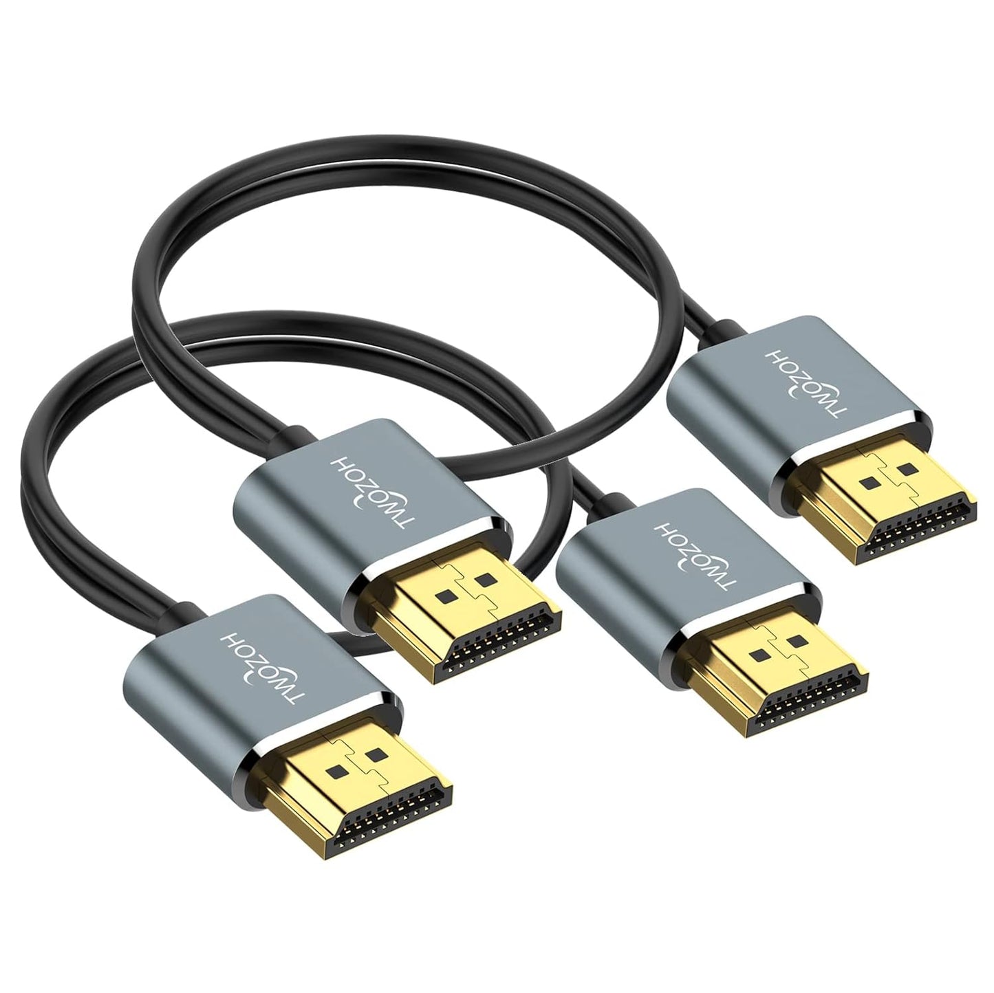 Twozoh 25FT 2 Pack, 4K@60Hz 18gbps 2160P/1080P Flexible & Slim Long HDMI Cable Ultra Thin HDMI Cord Supports High Speed