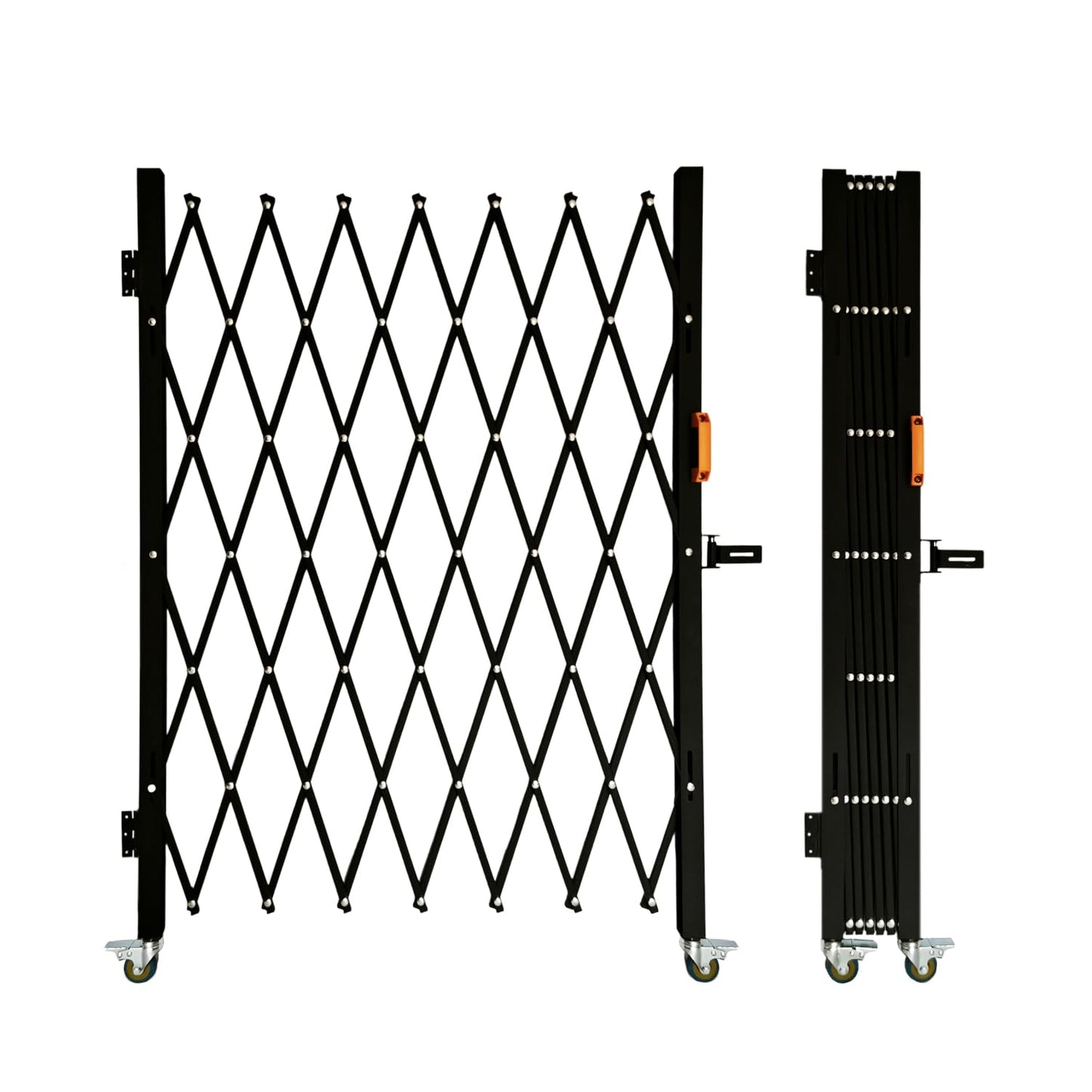LTSEAME Folding Security Gate with Lockable Scissor Design and 360° Swivel Casters Outdoor Barricade for Entry Security, Garage, Warehouse, and Pool Areas (65“Wx50 H)