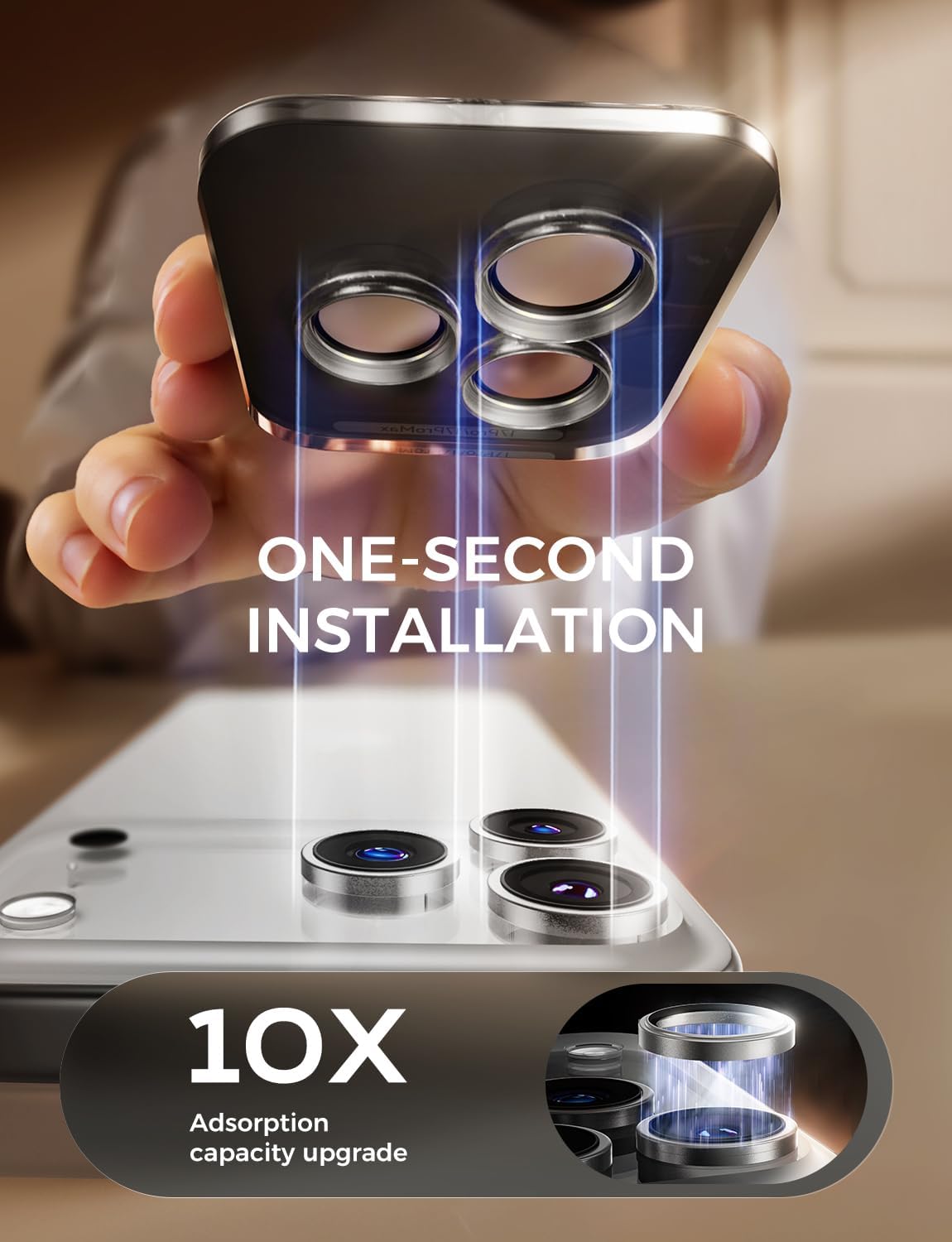 17 Max/17 Kit&1:1 9H Set 2,Sliver MAGIC JOHN for iPhone Pro Pro Camera Lens Protector [Alignment Invisible Fit]