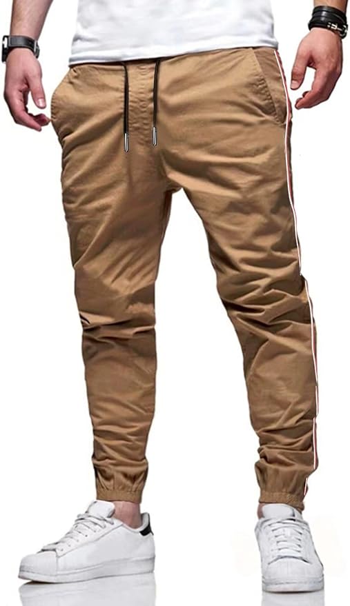 Men Joggers Chino Cargo Pants Hiking Outdoor Recreation Pants Twill Fitness Track Jogging Pants Casual Cotton Pants