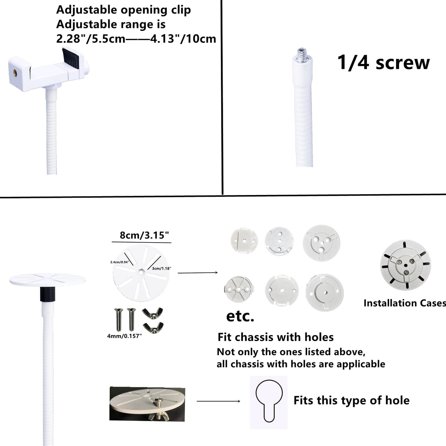 LamYHeng 2Pack 80"-31" 3.2lbs 31.5-80",Compatible (2) Tall White Floor Holder Stand Mount for Security Cameras