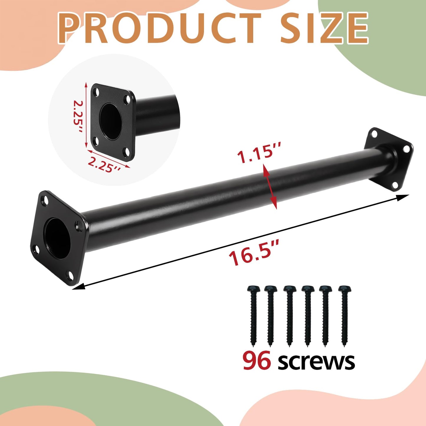 ICokin 16.5" Outdoor Monkey Bars for Backyard - Set of 12, Black Metal Outdoor/Indoor Monkey Bars for Playground Ladder, Climbing or Swing Set - Kit Includes Mounting Plates & Hardware