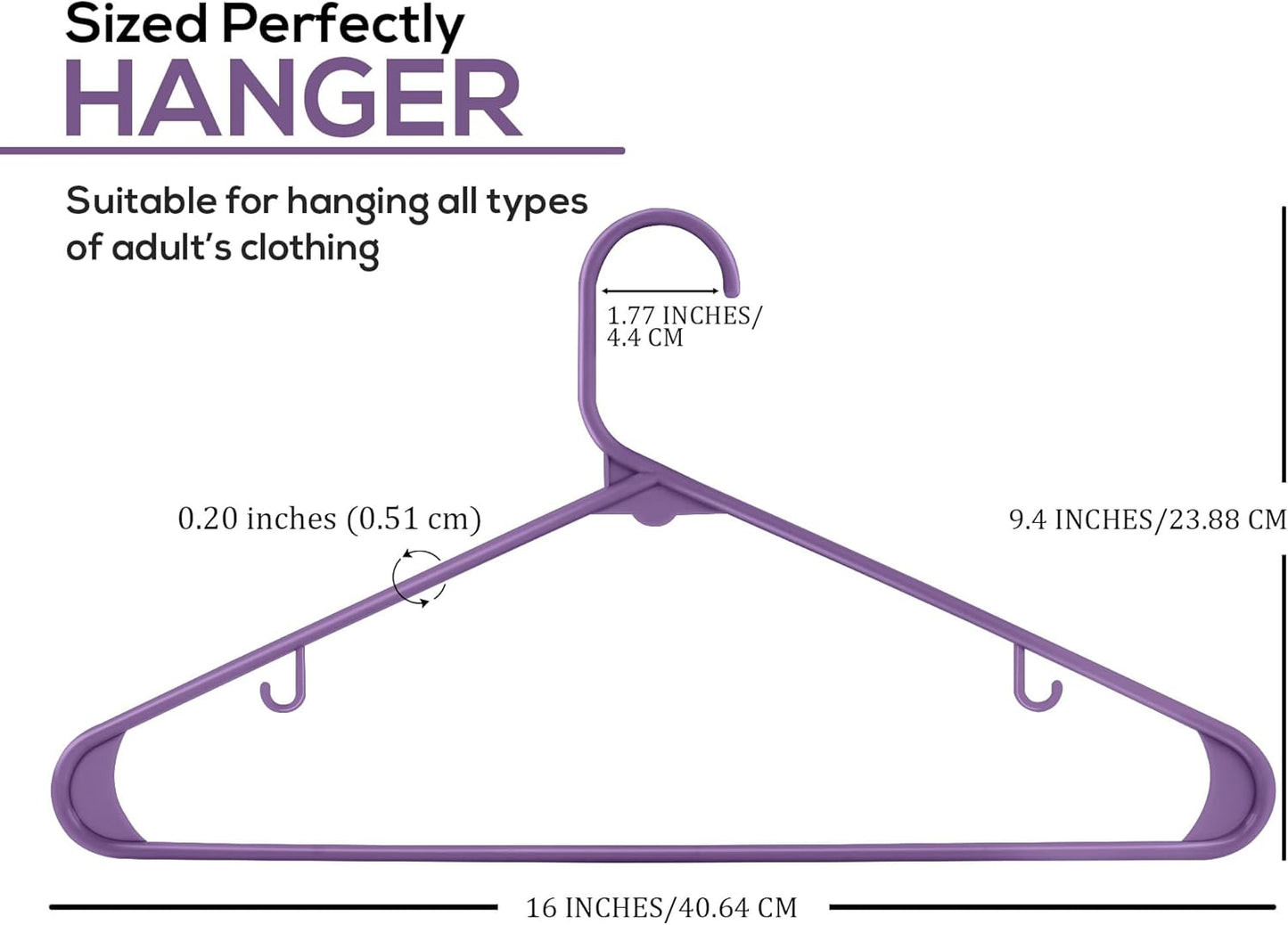 Utopia Home Plastic Hangers 200 Pack - Durable Space-Saving Clothes Hangers - Heavy-Duty Purple Design