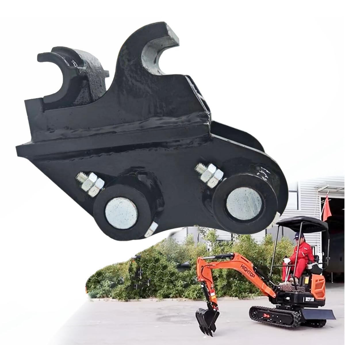 INTBUYING Mini Excavator Attachment Quick Change Quick-Hook Coupler for mini-excavators Span: 3.54in Bore: 0.98in,Center Wheelbase: 3.54in