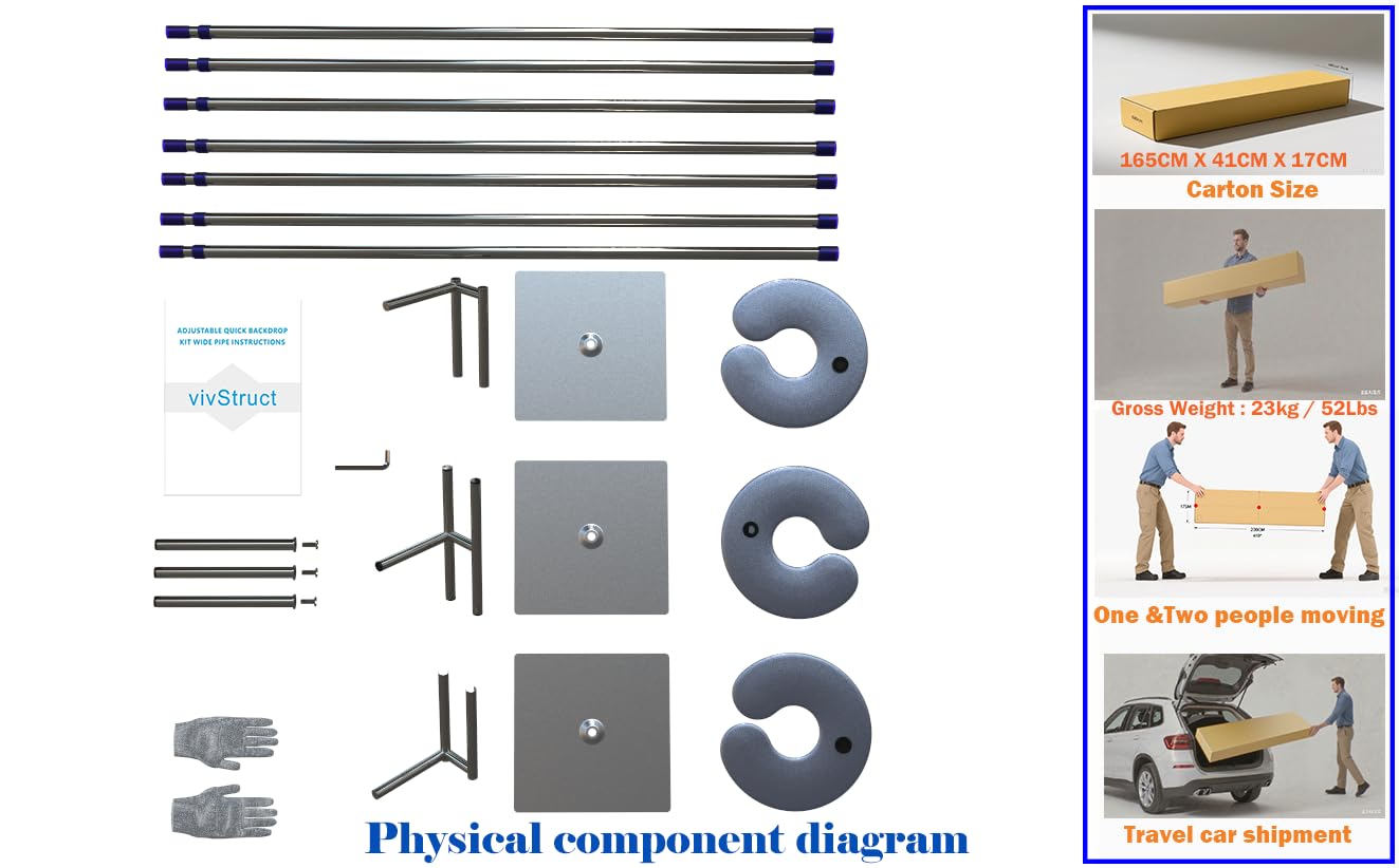 Adjustable Heavy Duty Portable Pipe and Drape Backdrop Kit 10FT x 20FT Double Crossbar Easy Set Up for Wedding&Party&Photography&Baby Show&Display (No Drape)，But Not for Flower Walls/TVs/Heavy Items