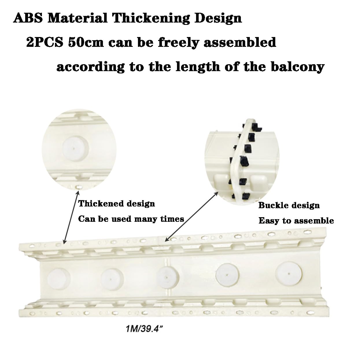 Concrete Balcony Edge Molds, 2PCS 19.69 Inch Balcony Precastline Molds for for Outdoor Decoration