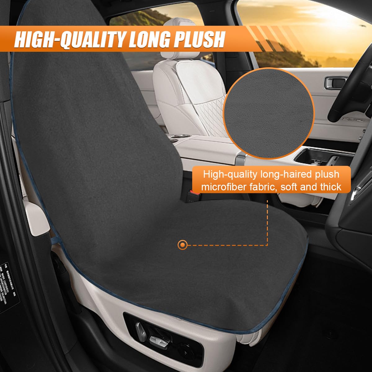 KPFILEH Waterproof Sweat Towel Car Seat Cover Protector, Universal Anti-Slip Automotive Front Seat Cover, Washable Vehicle Seats Protector Accessories for Car, SUV, and Truck(Gray)