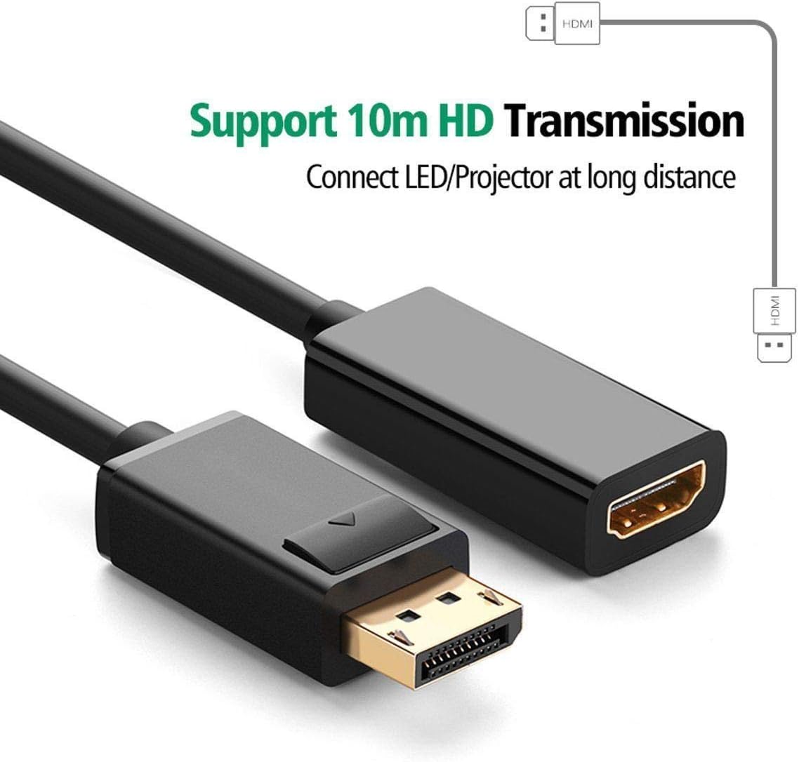 Jex Electronics Male Display Port DP to Female HDMI Adapter for Laptop, Computer PC Nvidia AMD Display Port Graphics