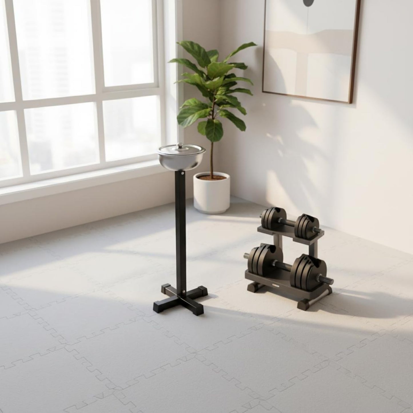 Jinhxofs Chalk Bowl Steel Stand Gym Chalk Stand Mess Reducing Fitness Equipment for Powerlifters