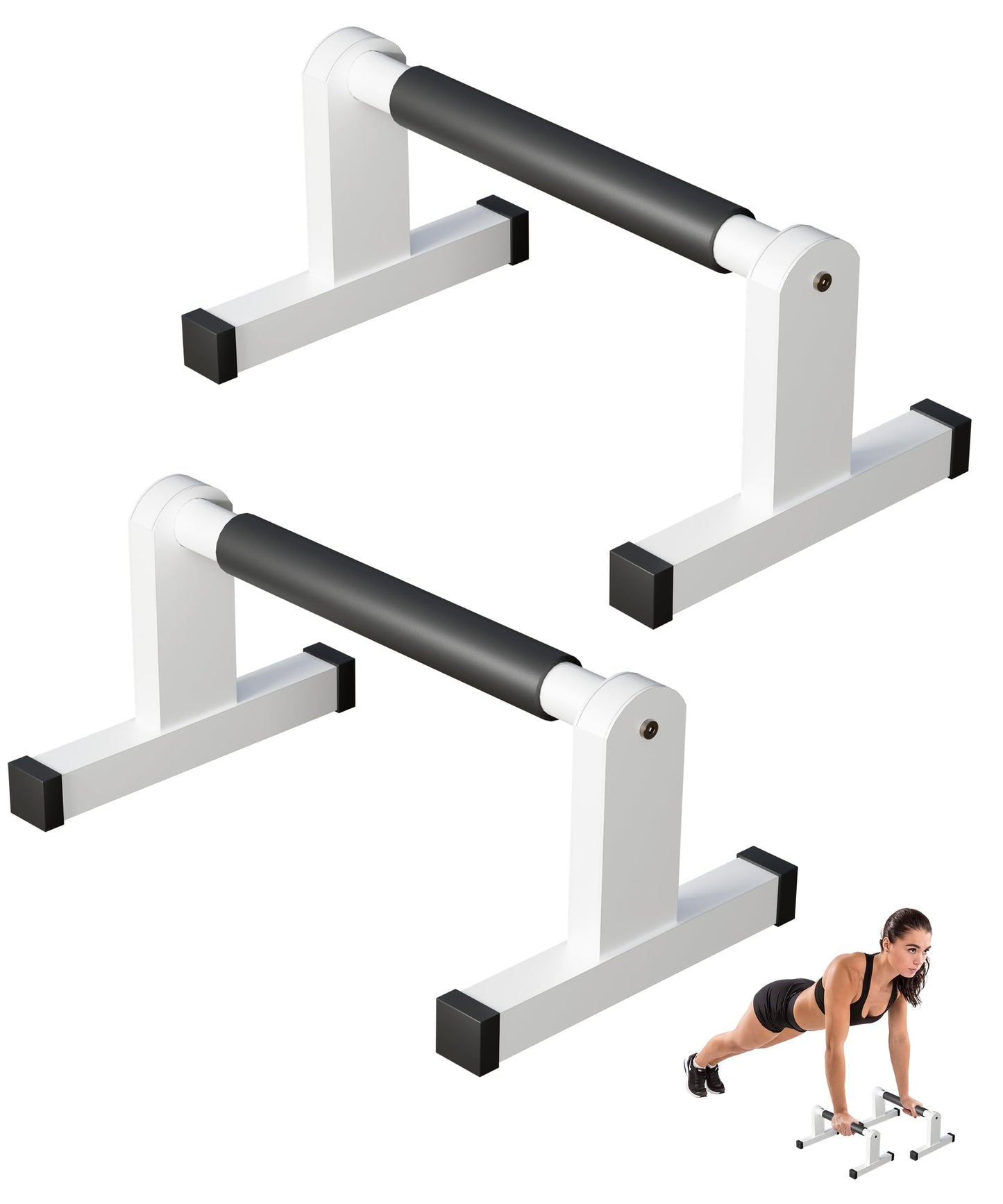 Fiwithy Push Up Bars, Heavy Duty Parallettes Dip Bar with Non-slip Grips for Calisthenics Planche L Sit Handstand Fitness Floor Workout, Pushup Station Handles Stand for Gym Strength Training, White