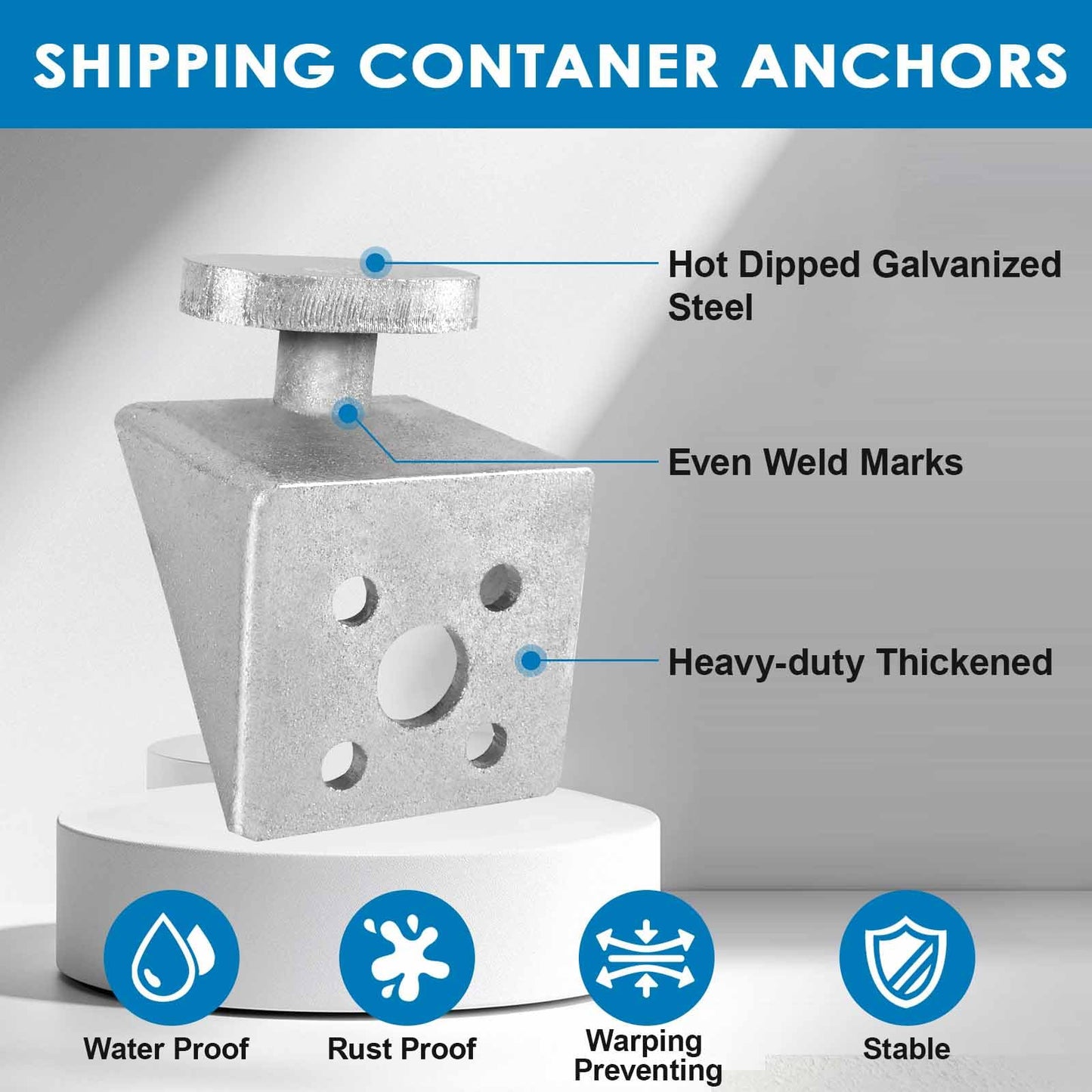 4 Pack Upgraded Shipping Container Ground Anchors, Hot Dipped Galvanized Steel Shipping Containers Side Twist Lock, Shipping Container Door Lock Down Bracket Ground Anchors Tie Downs