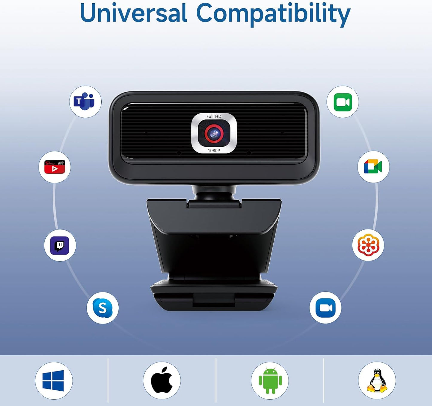 Combess 1080P 2 Webcam for PC, Computer Camera for Desktop, Webcam with Tripod,USB Web Cam, Noise Reduction Mics