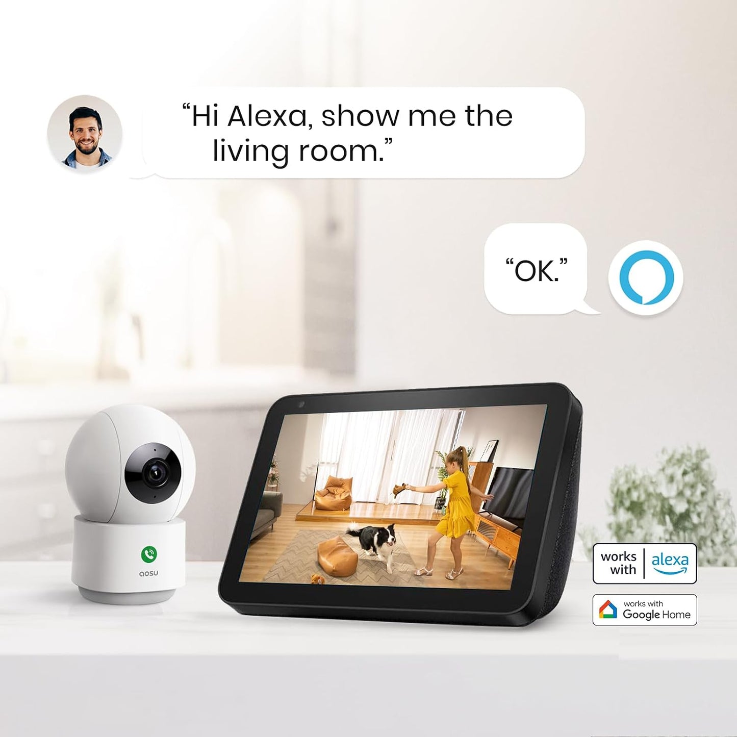 aosu 2K 360-Degree 2.4 Security Camera Indoor, Baby Monitor Pet Camera for Home Security with GHz Wi-Fi Router