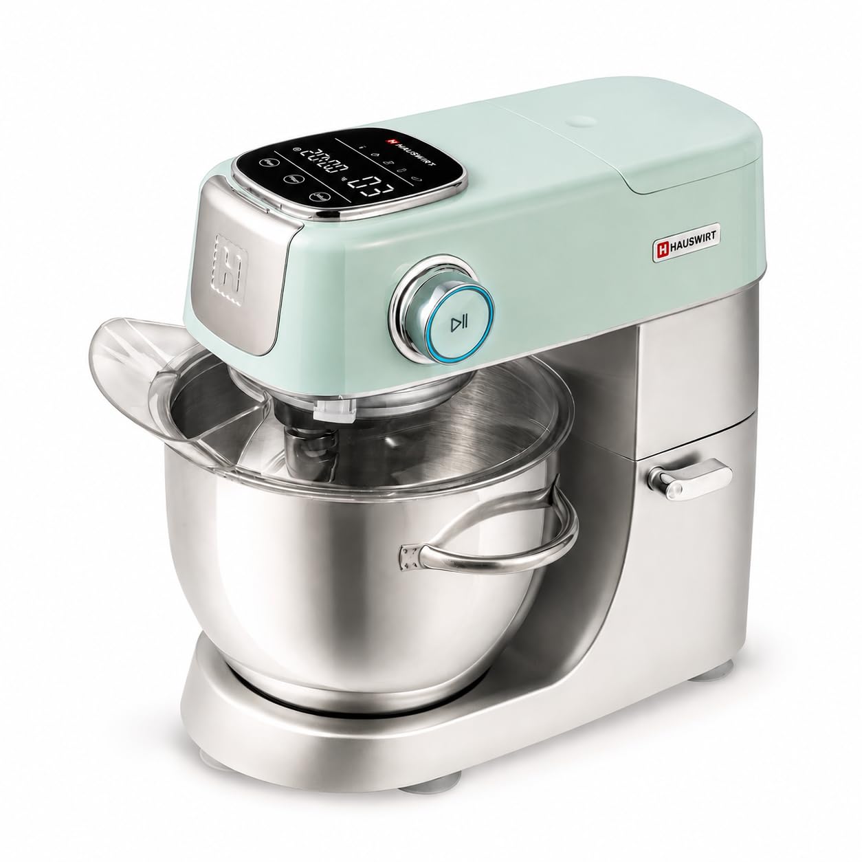 Hauswirt Stand Mixer Silent with LED Touch Screen, 5.3QT XL Large Mixers Kitchen Electric Stand Mixer for Household, 500W DC Motor 11-Speed for Bread Pasta Meat – Lake Green