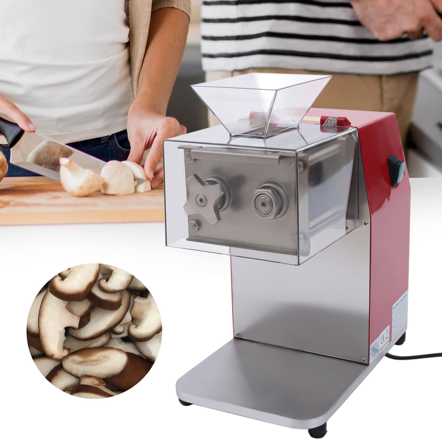 1100W Meat Cutter Machine，Commercial Meat Slicer Cutting Machine with Large Inlet 3.5mm Stainless Steel Meat Slicer Shredder for Cutting Boneless Meat Chicken Lamb Beef, Vertical Operation