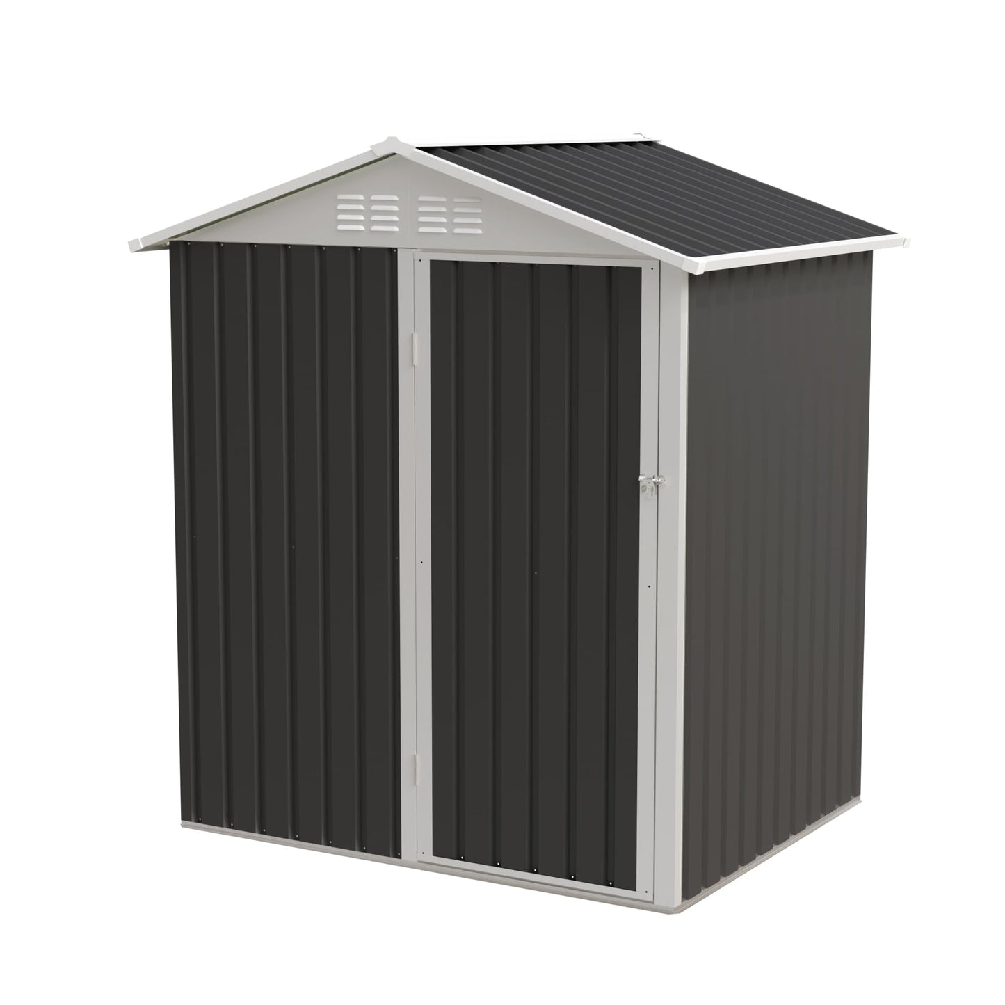 YOPTO 5.4x4.27 FT Outdoor Storage Shed, Metal Garden Tool Shed with Sloping Roof and Lockable Doors for Backyard Garden Patio Lawn, Grey