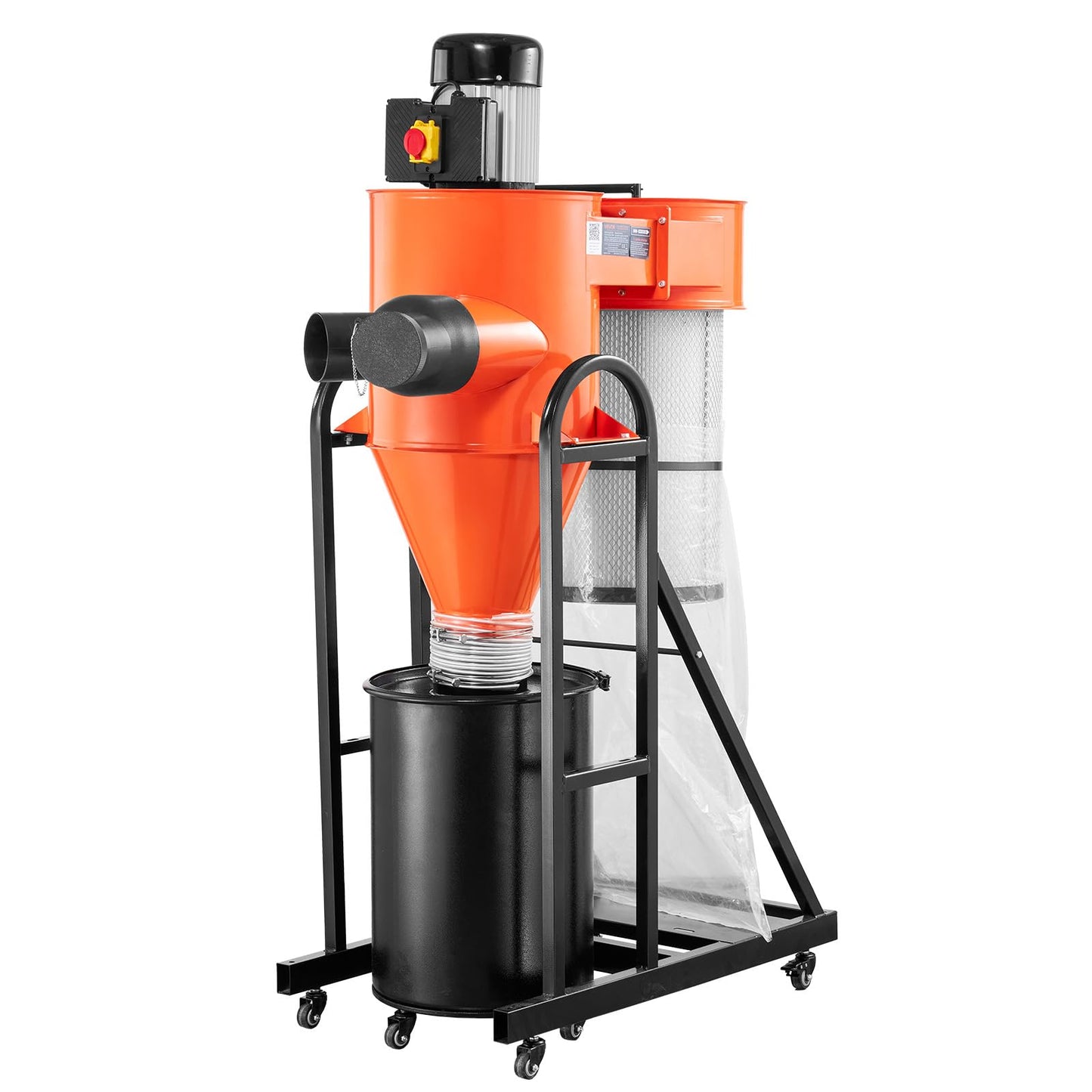 VEVOR Dust Collector, 763 CFM 1 Micron Cyclone Dust Collector, 1.5HP Dusts Collection System with 12.5-Gallon Dust Collector Bag & Base Stand, Smart Cyclone Separation, Dusts Separator for Woodworking