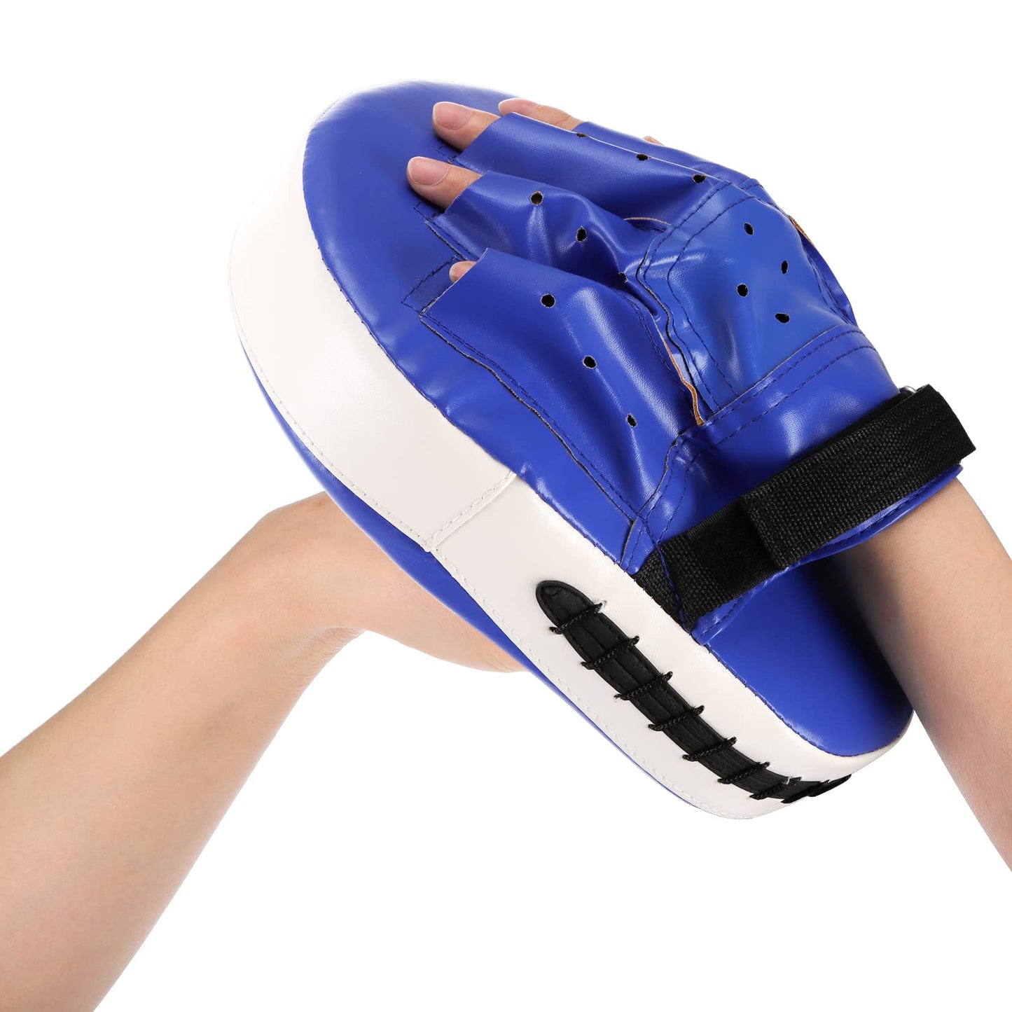 WUWEOT Boxing Focus Pads and Taekwondo Pad, 15.5 x 8 Blue, 2-in-1 Punching Mitts Kick Pack Set, Martial Arts MMA Kicking Shield Training for Men Women Gym