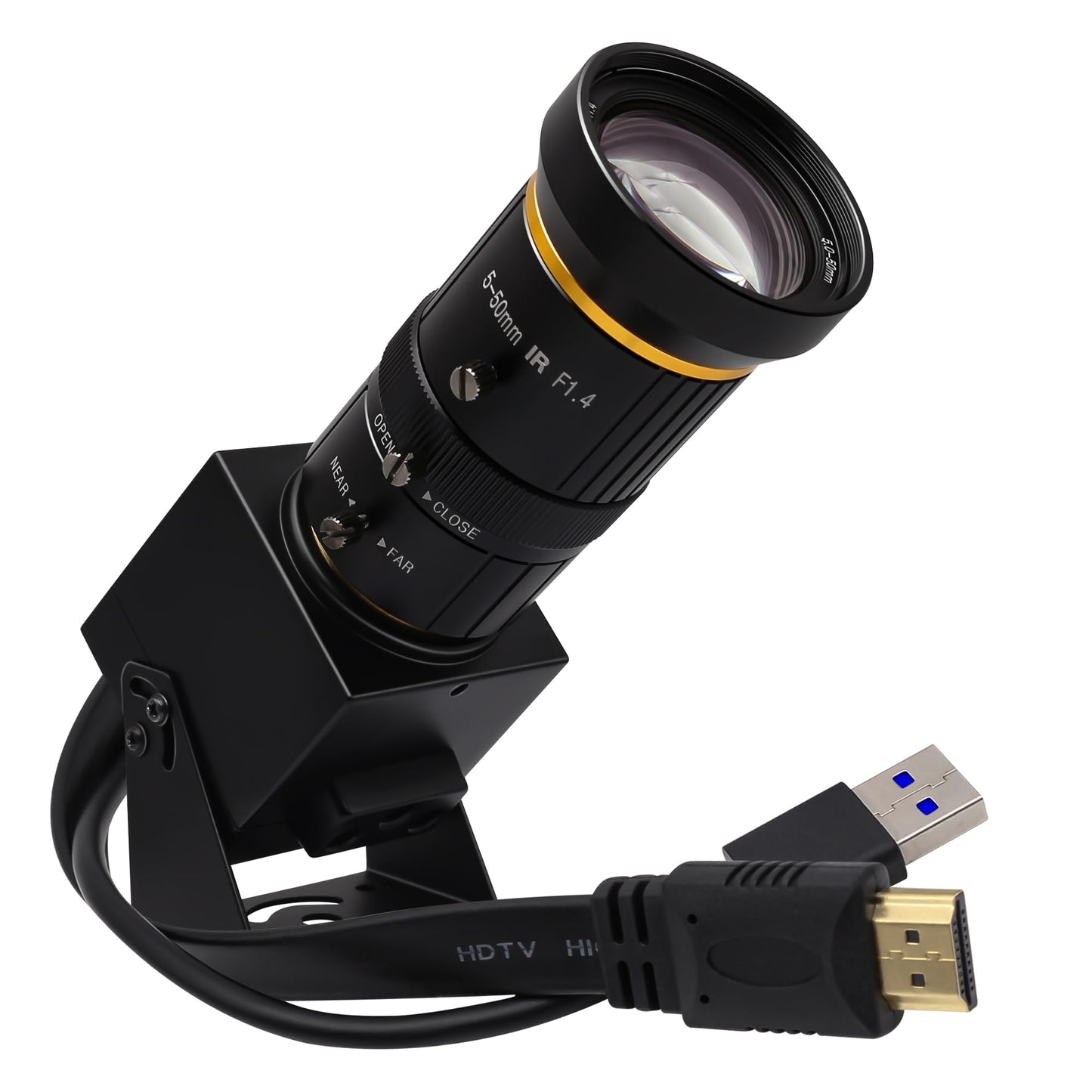 SVPRO HDMI USB Camera 4K 60fps USB3.0 Streaming Webcam with Zoom 5-50mm Telephoto Lens,10X Optical Zoom Industrial Microscope Camera H.264 Video Camera for Computer,Raspberry Pi,Monitor