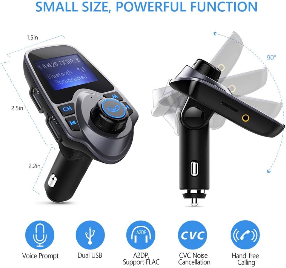 Soufyuane T11 MP3 Wireless Bluetooth FM Transmitter Handsfree Car Kit Player Wireless Bluetooth Adapter with Dual USB