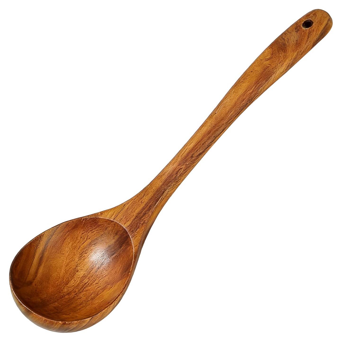Tmkit Wooden Ladle, Natural Acacia Wood Soup Spoons for Cooking, Serving, Stirring -12.9in Long, 2.5 oz Large Capacity- Premium Wooden Utensil Spoons for Mom, Wife Cooking Gifts