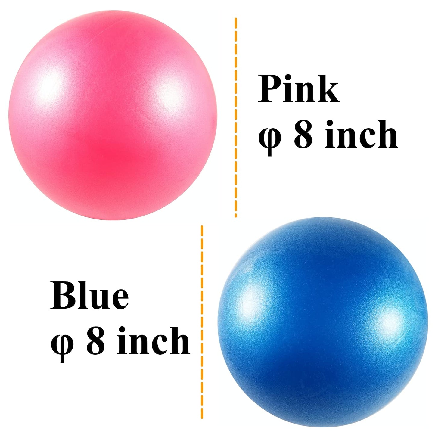 BATDIYOW 2 PCS Exercise Balls Kit with Hand Pump Mini Small Yoga Ball 8 inch for Yoga Pilates Body Balance