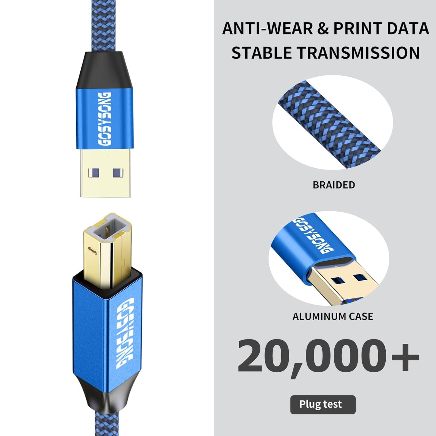 50ft 2.0 Active USB Printer Cable - High Speed USB A to B Compatible with HP, Canon, Dell, Epson, Xerox and More