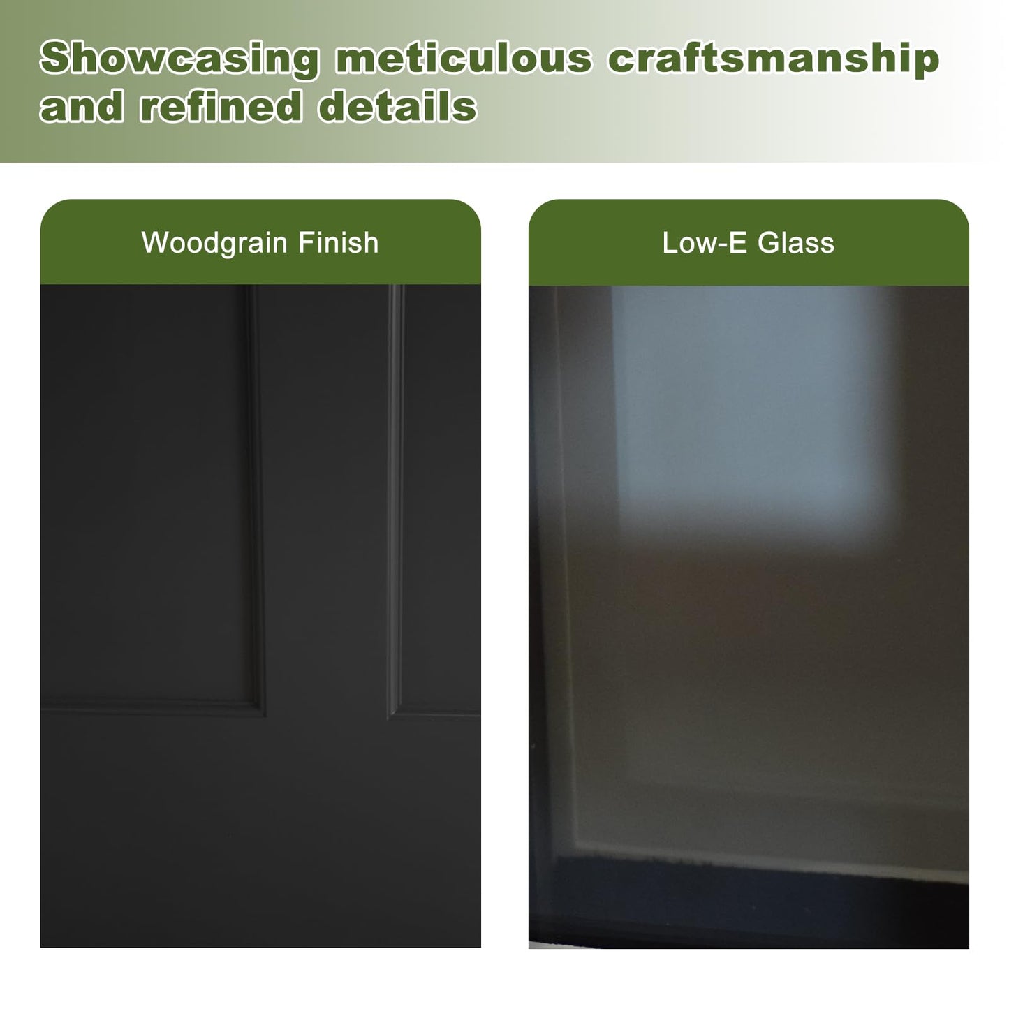 36"x80" Front Entry Door, Black Woodgrain Finish, 4-9/16" Jamb, Fiberglass Front Door with Classic 6-Lite Clear Glass, Right-Hand Inswing