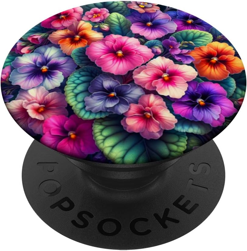 African Violet Flower Decor African Violets House Plants Indoor Flower Garden Art Design PopSockets Standard PopGrip