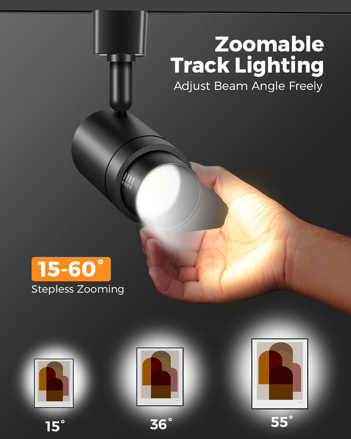 TuyuBEE 5 Color Zoomable 6-Light LED Track Lighting Kit with 6.6FT H Track Lighting Rail & Floating Canopy Connector, Modern Kitchen Track Lighting Fixtures Ceiling Spotlight, 12W Track Heads Black