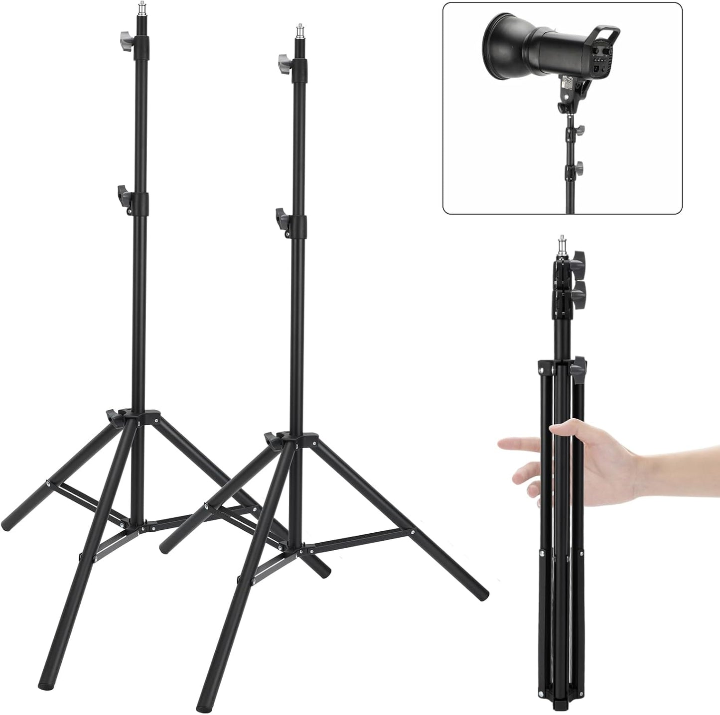 Anautin 2 Pack 7ft Adjustable Aluminum Photography Light Stand, Portable Light Tripod, for Lighting Stand Speedlight