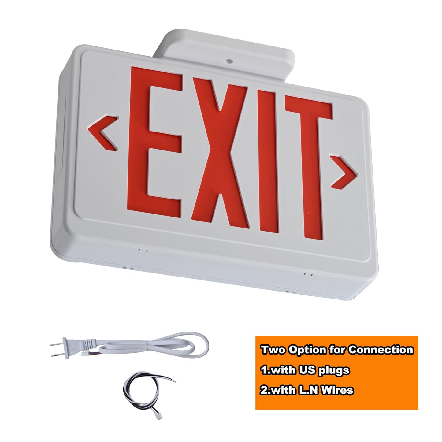 Apmeetlux Red LED Exit Sign,4Hours Plug in Cord Emergency Exit Light with Battery Backup for Business,Commerical Emergency Lighting Double Face UL 924 AC85-277V