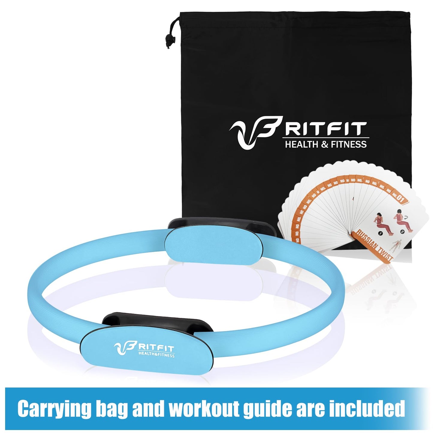 RitFit Pilates Ring Circle - 14 Inch Magic Fitness Circle for Toning Inner & Outer Thighs, Bonus Workout Guide Included