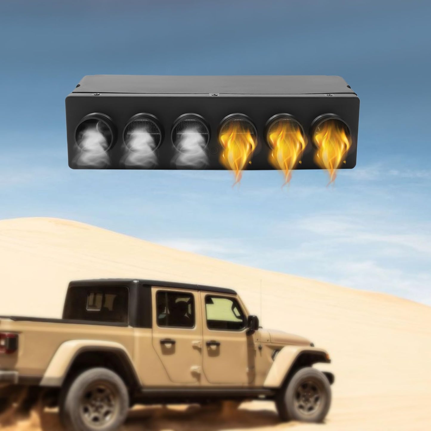 12V Air Conditioning Evaporator Hot and Cold Dual Use for Trucks Vans Heavy Equipment, 3 Levels Adjustable Wind, 3640 kcal/h Cooling 3114 kcal/h Heating Capacity with Installation Brackets