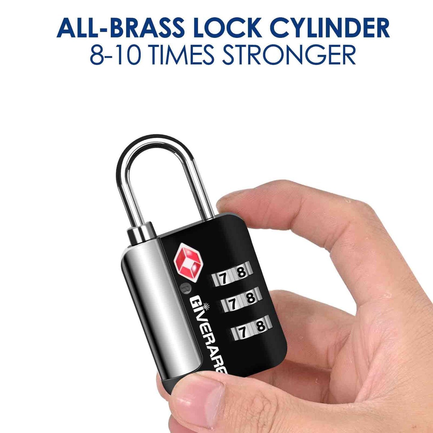 2 Pack TSA Approved Travel Luggage Locks, Suitcase Metal Combination Lock, Alloy Keyless 3-Digit Zipper Padlocks, TSA Accepted Compatible Padlock for Gym Locker, Golf Bag Case, Backpack-Black
