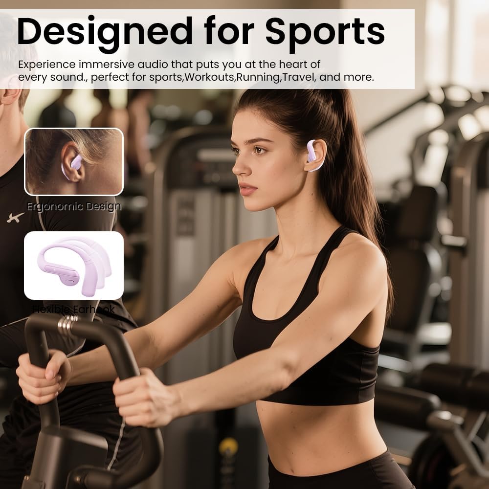5.3 58H IPX7 Piluyaa Open Ear Bluetooth Earbuds, Wireless Headphones Sport Over Earphones Built-in Mic with Ear Hooks