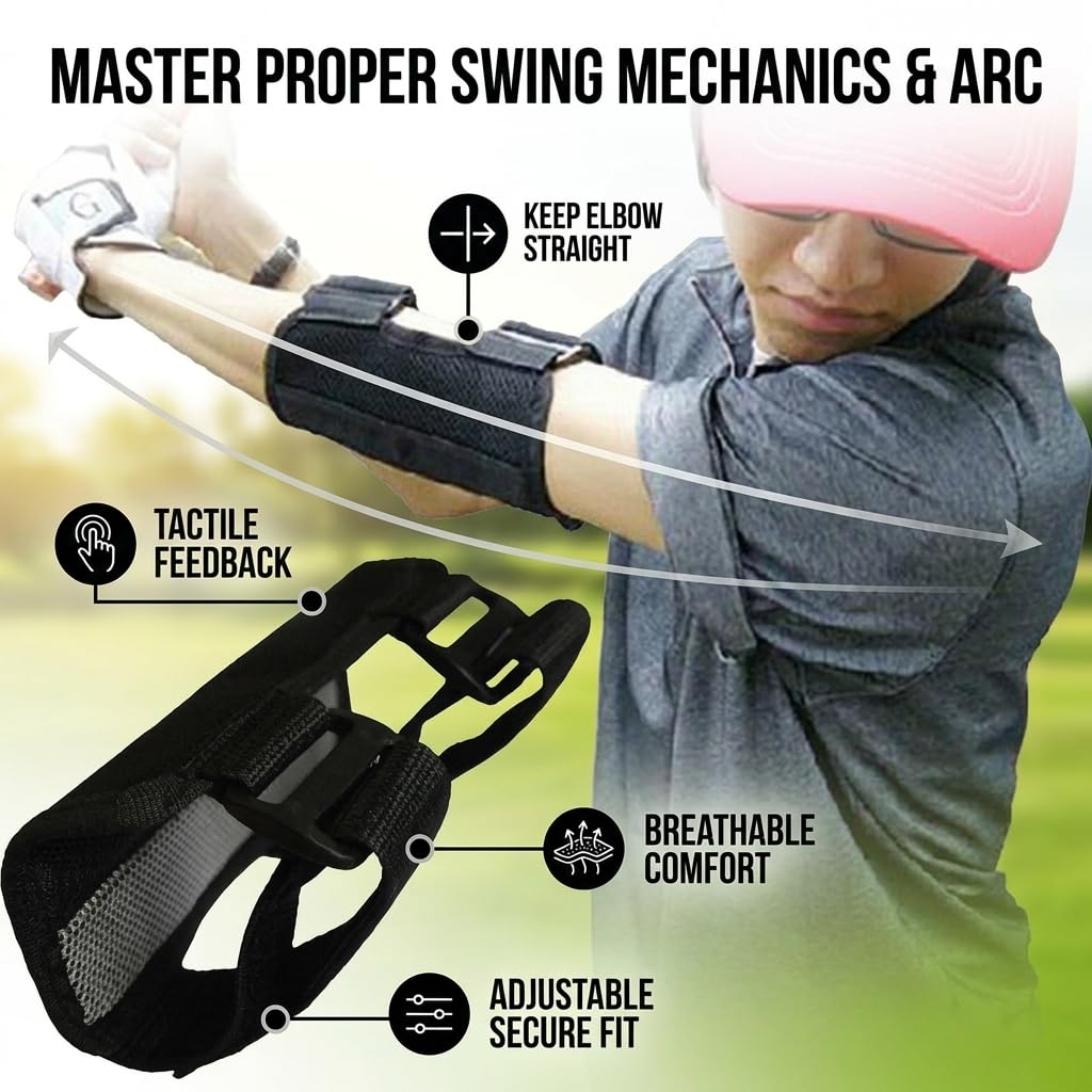 Golf Straight Arm Trainer, Posture Correction Belt Swing Training Aids Straight Practice Elbow Brace Alarm Swing Correcting Tool for Golf Posture