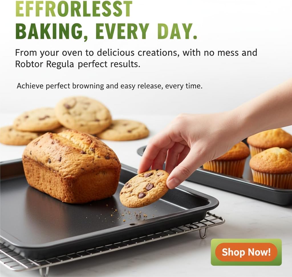 NutriChef 10-Piece Nonstick Baking Pans Set - Premium Carbon Steel Bakeware with Silicone Handles | Easy to Clean