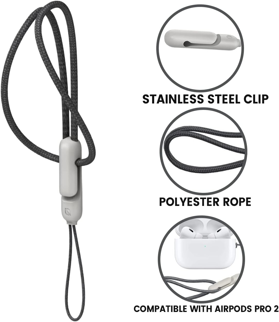 1 Pack Performore Adjustable Anti-Drop Wrist Lanyard Universal Detachable Strap with Clip Lock Secure Tether for Phone