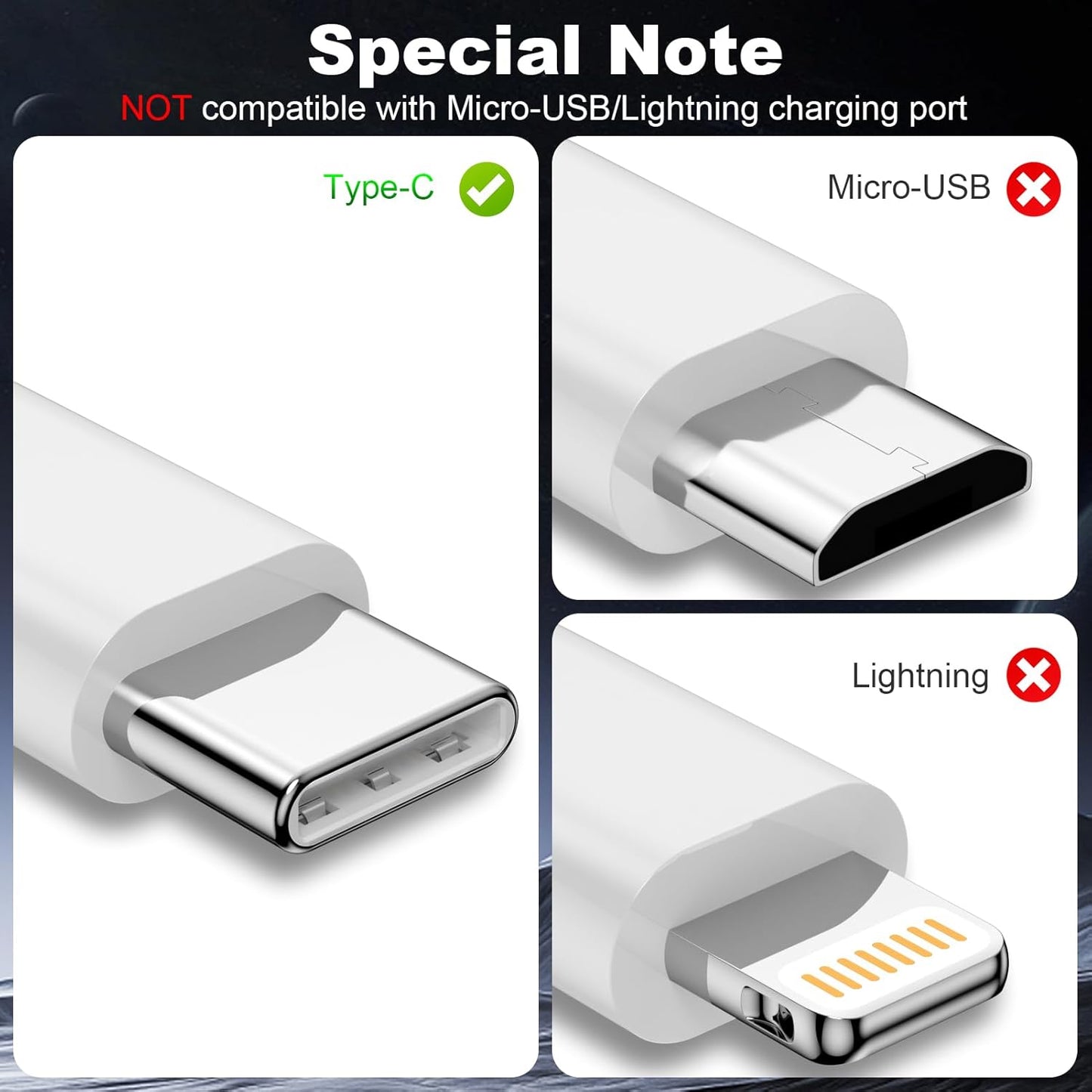 2Pack 15/16/17 3A 480Mbps (White-3FT) USB A to USB C Cable for iPhone All Series, Type-C Car Charger Fast Charging