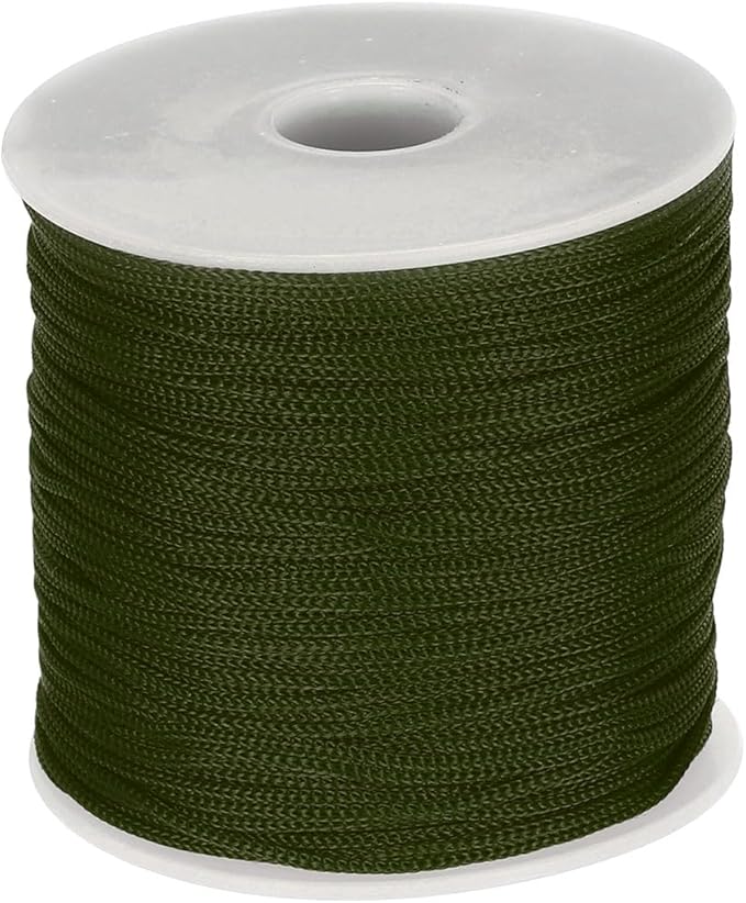 MECCANIXITY 1/16 Inch Polypropylene Rope Braided Ropes, 328ft Nylon Rope Hollow Utility Cord for Clothesline, Camping, Hiking, Outdoor, Deep Green