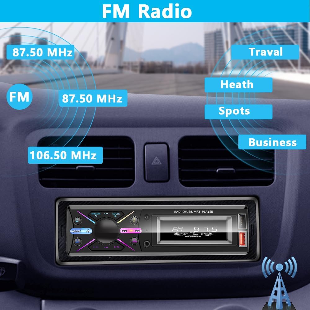 LSLYA MP3 Single Din Car Audio System with APP Control Player for Car Stereo Radio Support Bluetooth