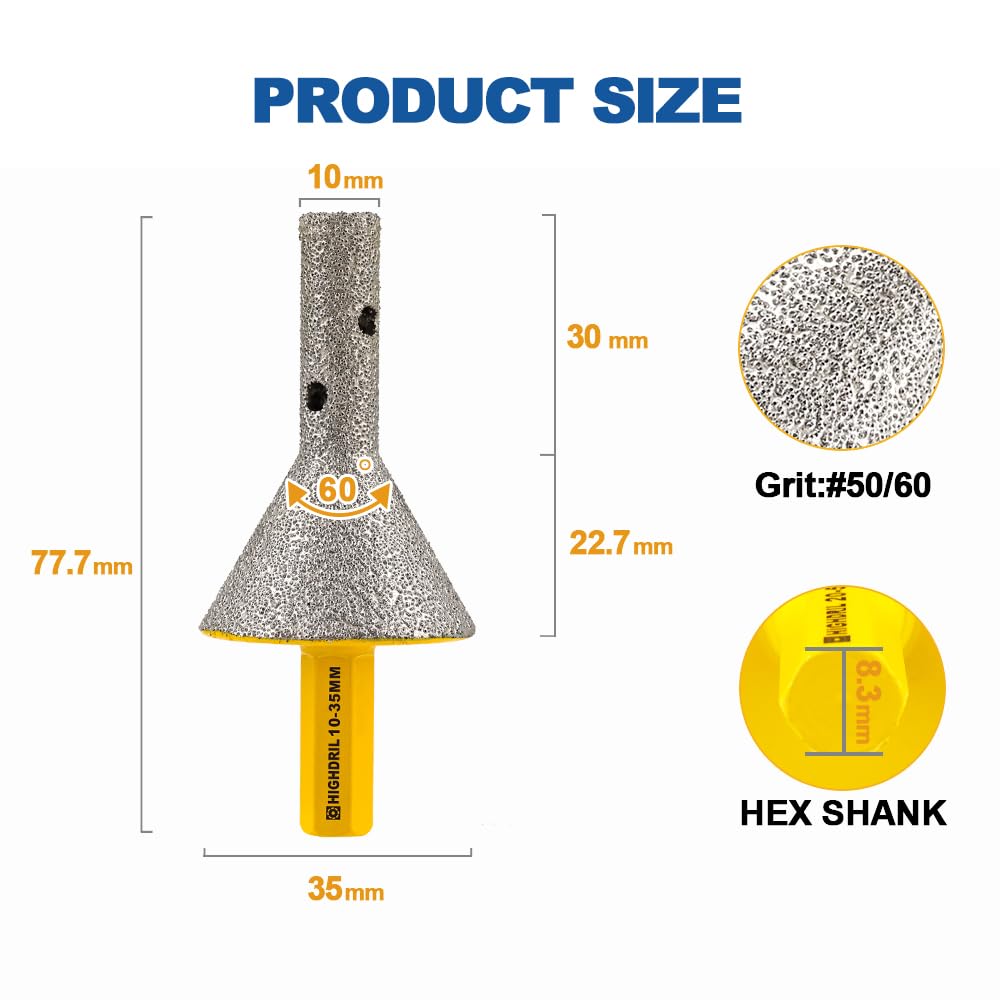 HIGHDRIL 13Pcs Diamond Hole Saw Kit and HIGHDRIL Diamond Beveling Chamfer Bit