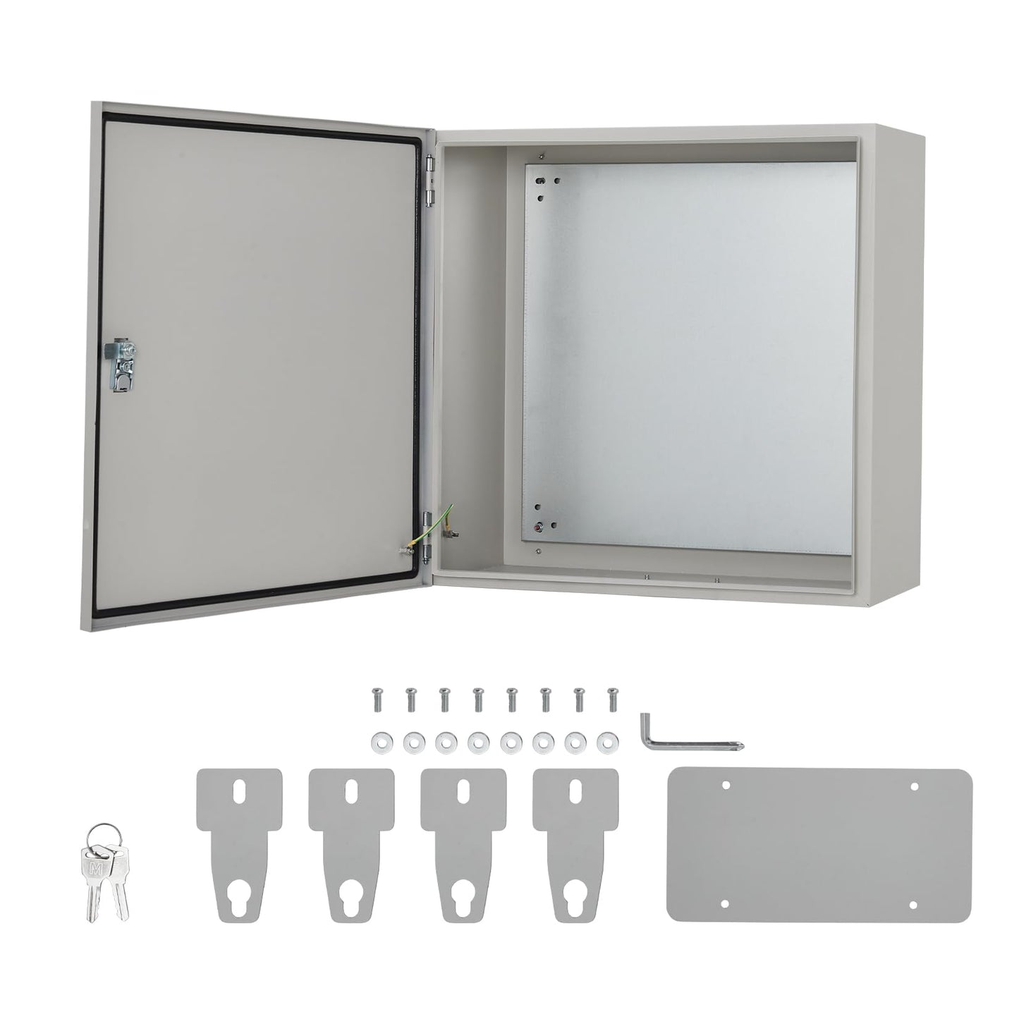 Electrical Junction Box, 24 x24 x 8, Lockable Steel Electric Meter Box with Mounting Plate, NEMA 4X Enclosure, IP66 Waterproof Dustproof, for Indoor & Outdoor Switch Router DIY