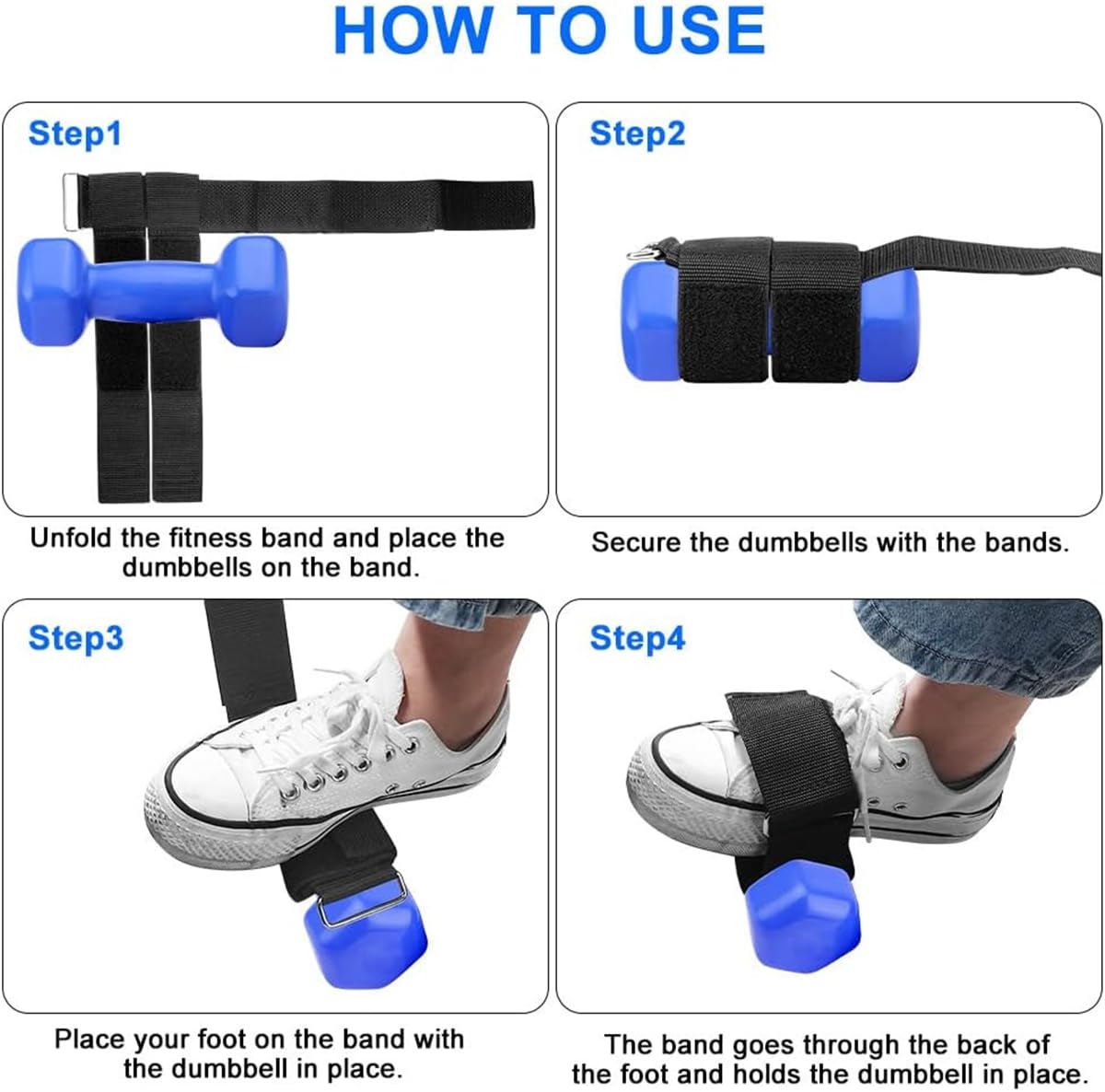 Dumbbell Foot Attachment, 2 Pcs Tibialis Trainer Strap Leg Lifting Weight Holder, Adjustable Ankle Weights Ankle Straps for Weight Lifting, Leg Workouts, Hip Flexors, Shin Splint, Hamstring Curls