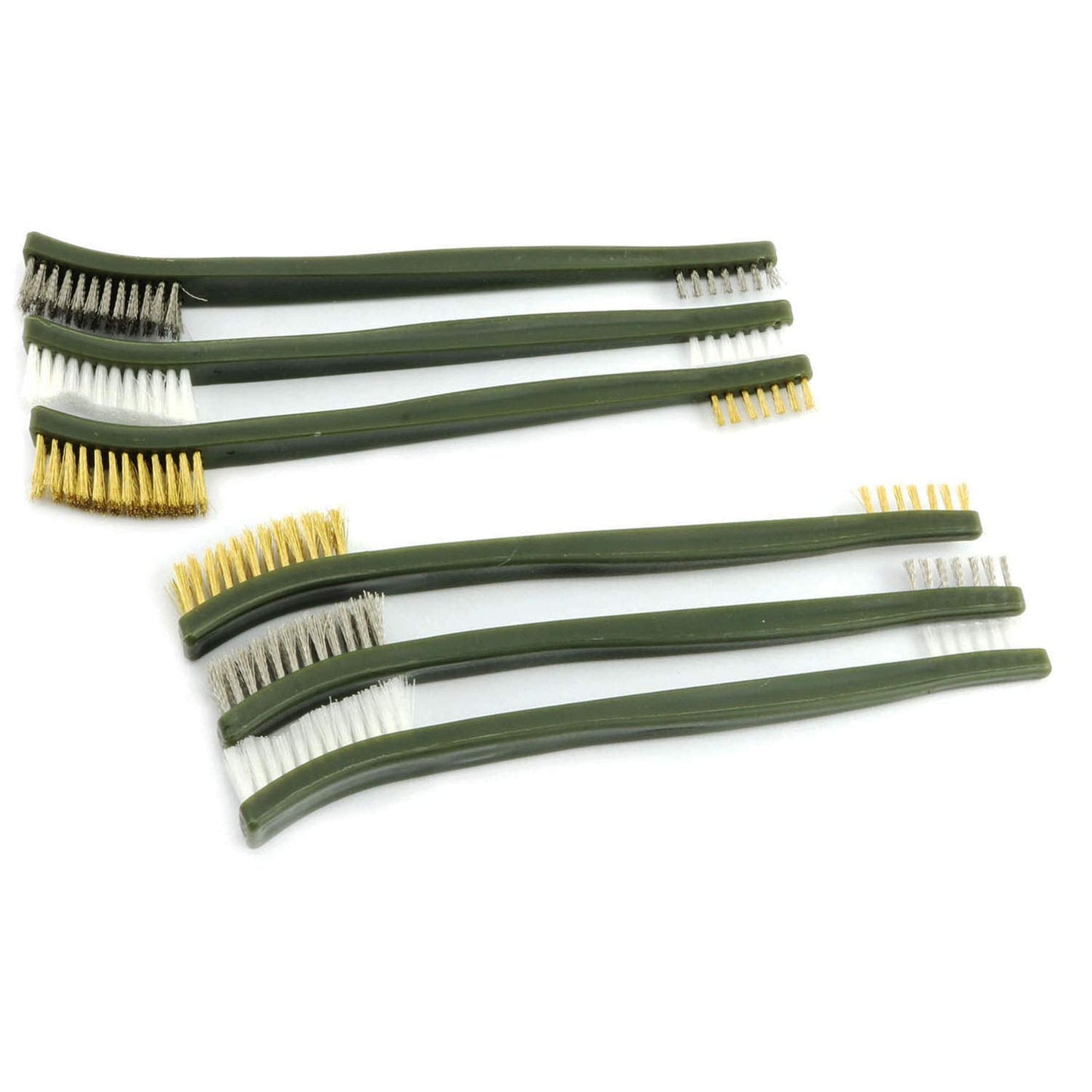 RuiLing 6-Pack Double-Ended Cleaning Brushes (2 Stainless Steel + 2 Brass + 2 Nylon)